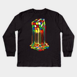 Melting Rubiks Cube Kids Long Sleeve T-Shirt